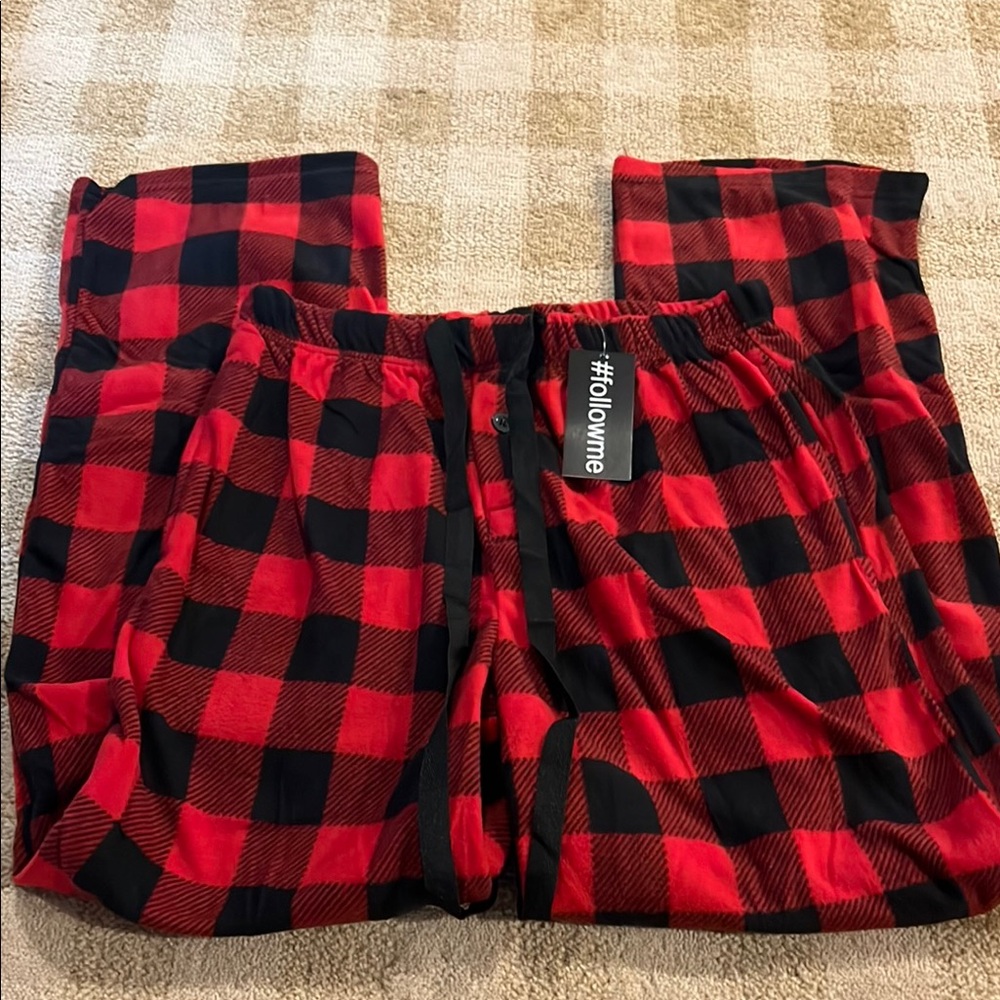 Red and Black Plaid Pajama Pants